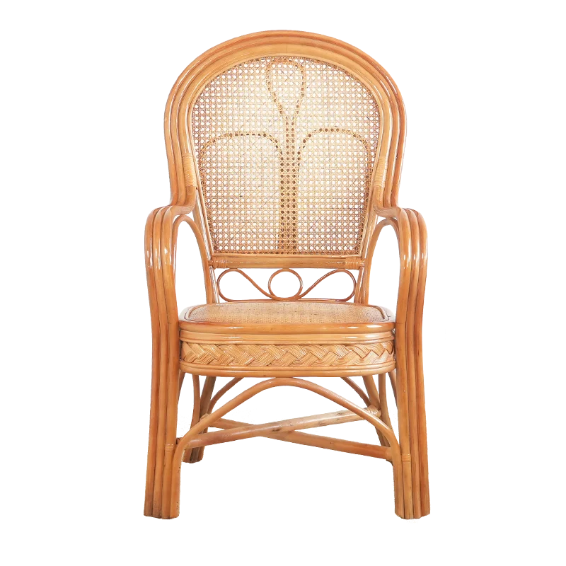 Brown rope rattan woven chair elderly backrest seat single rattan chair office tea chair balcony leisure lounge chair