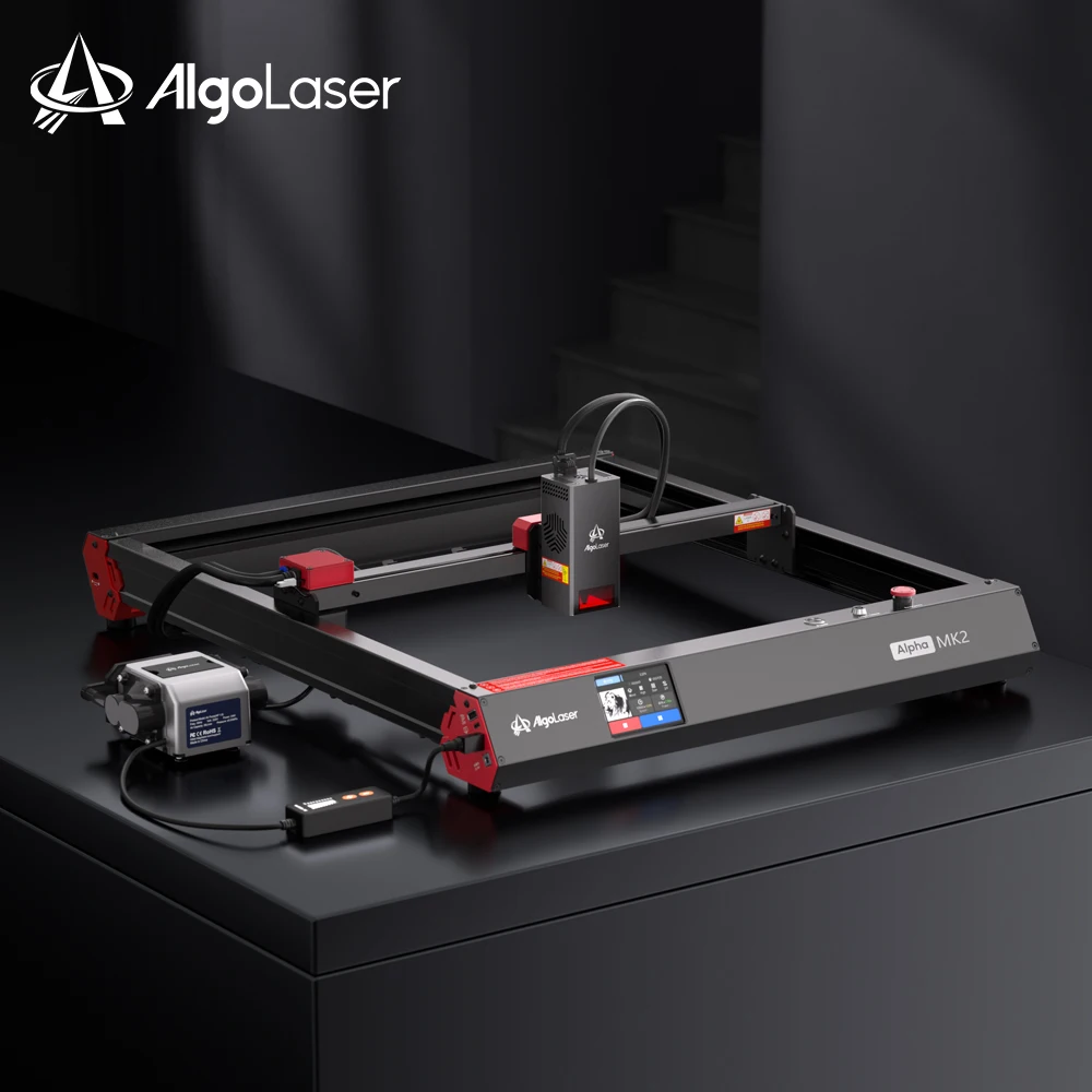 AlgoLaser-Graveur laser Apha MK2, puissance 20W, système d'assistance à l'air laser 30L, écran tactile 3.5 "pour gravure instantanée d'images