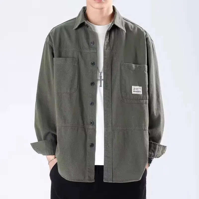 2025 New American Casual Long Sve irt Men's Spring Autumn Workwear Wear Resistant Dirt Proof Workwear Jaet