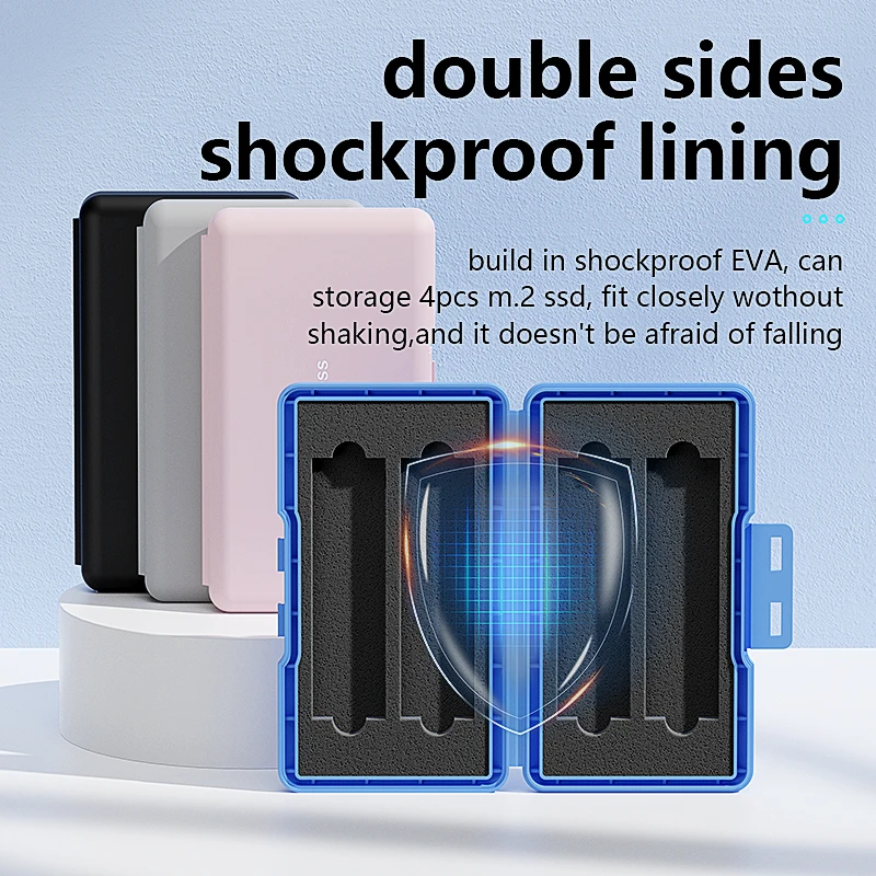 4-Slot M.2 SSD Case Storage Case 2280 SSD Enclosure Bag for SSD Case SATA NVme Hard Disk Box for SSD Shockproof Portable Box