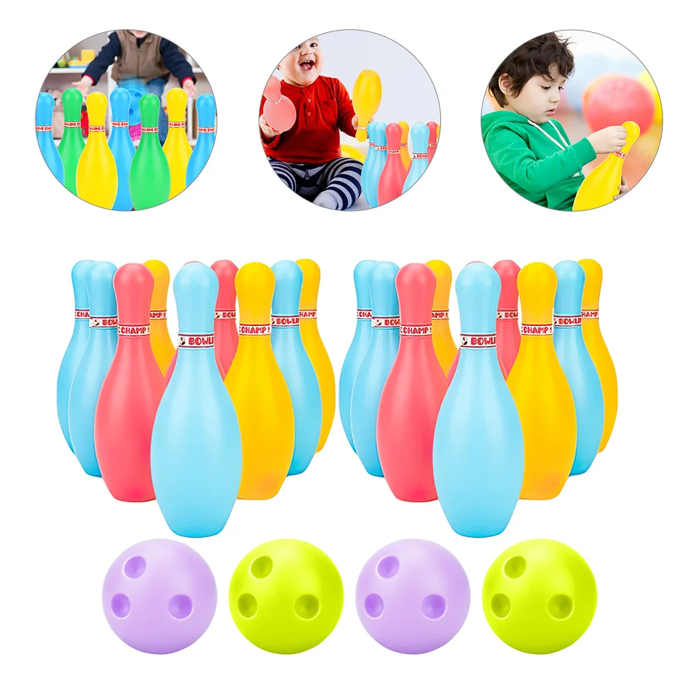 2 Sets Inflatable Bowling Toddler Toys Bubbles for Kids Plastic Party Games Kindergarten