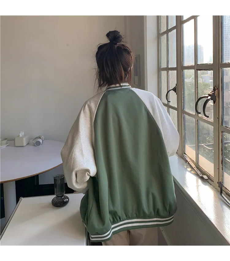 ZOUXO Jacket Women 2022 Spring Autumn Fleece Baseball Jacket Original Design Loose Casual Clothes