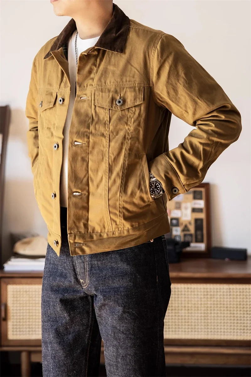 Red Tornado Classic Type 3 Waxed Trucker Jacket American Casual Style Work Wear Coat