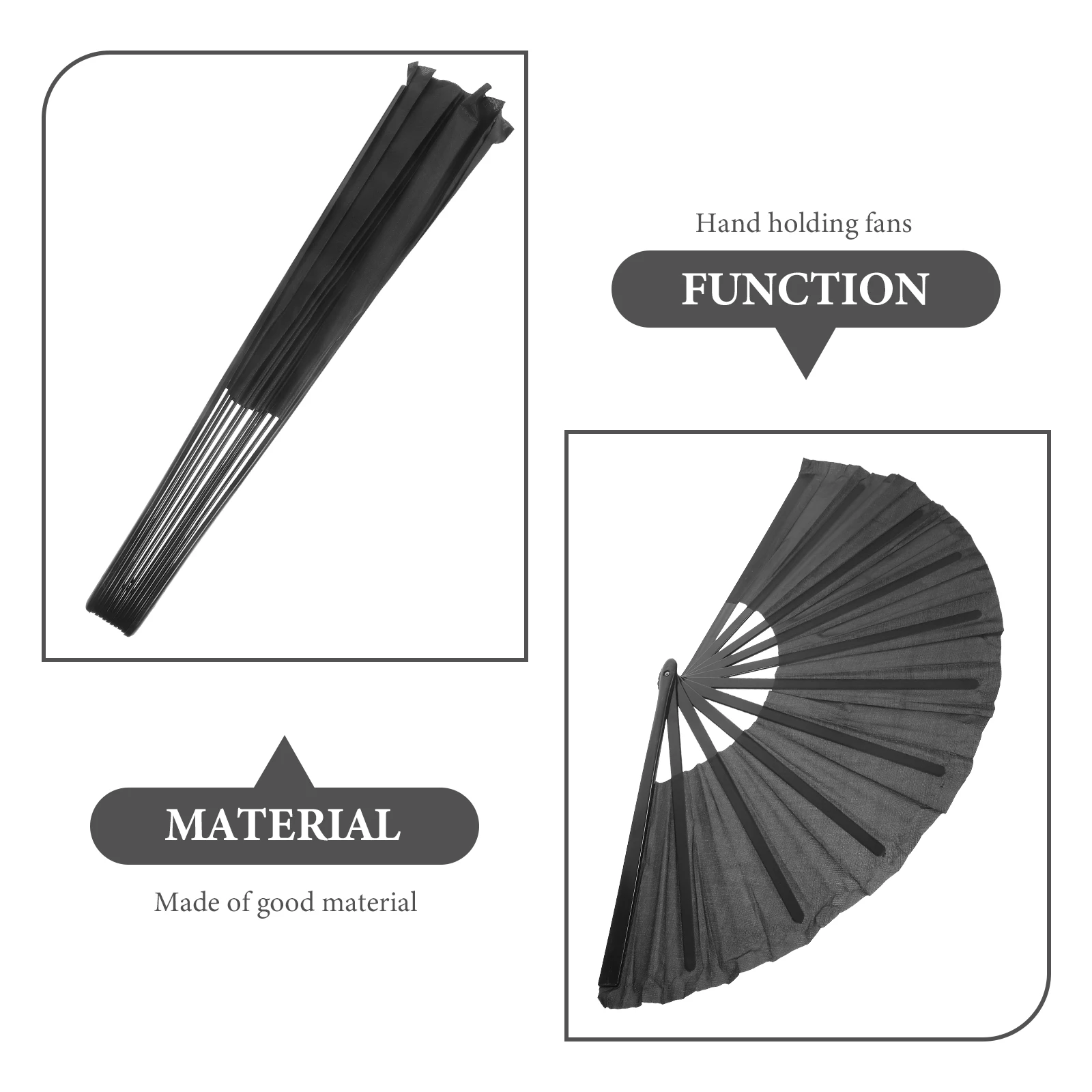 

2 Set Black Chinese Kongfu Fans Folding Handheld Women Fans Decorative Wedding Gifts Portable Summer Cooling