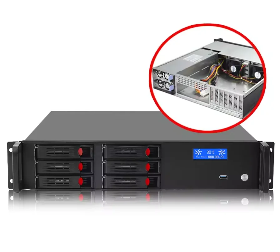 2U 6-Bay ATX Server Case with LCD Screen Hot Swap Chassis 3.5\