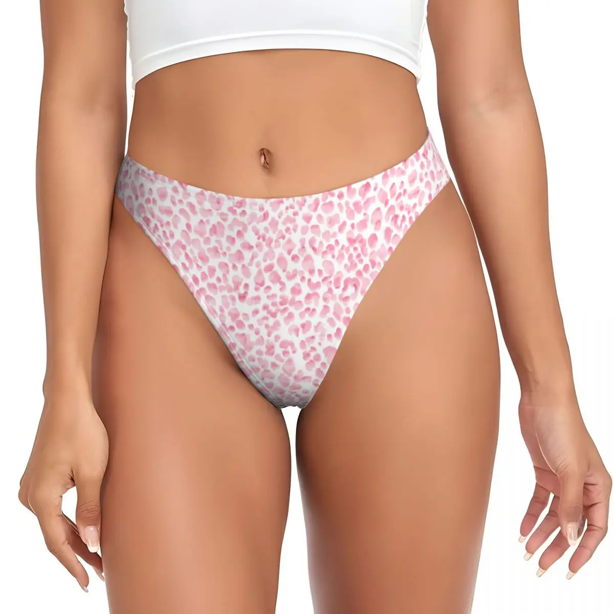 

Custom Women's Pink Leopard G-string Thongs Breathable Panties Underwear