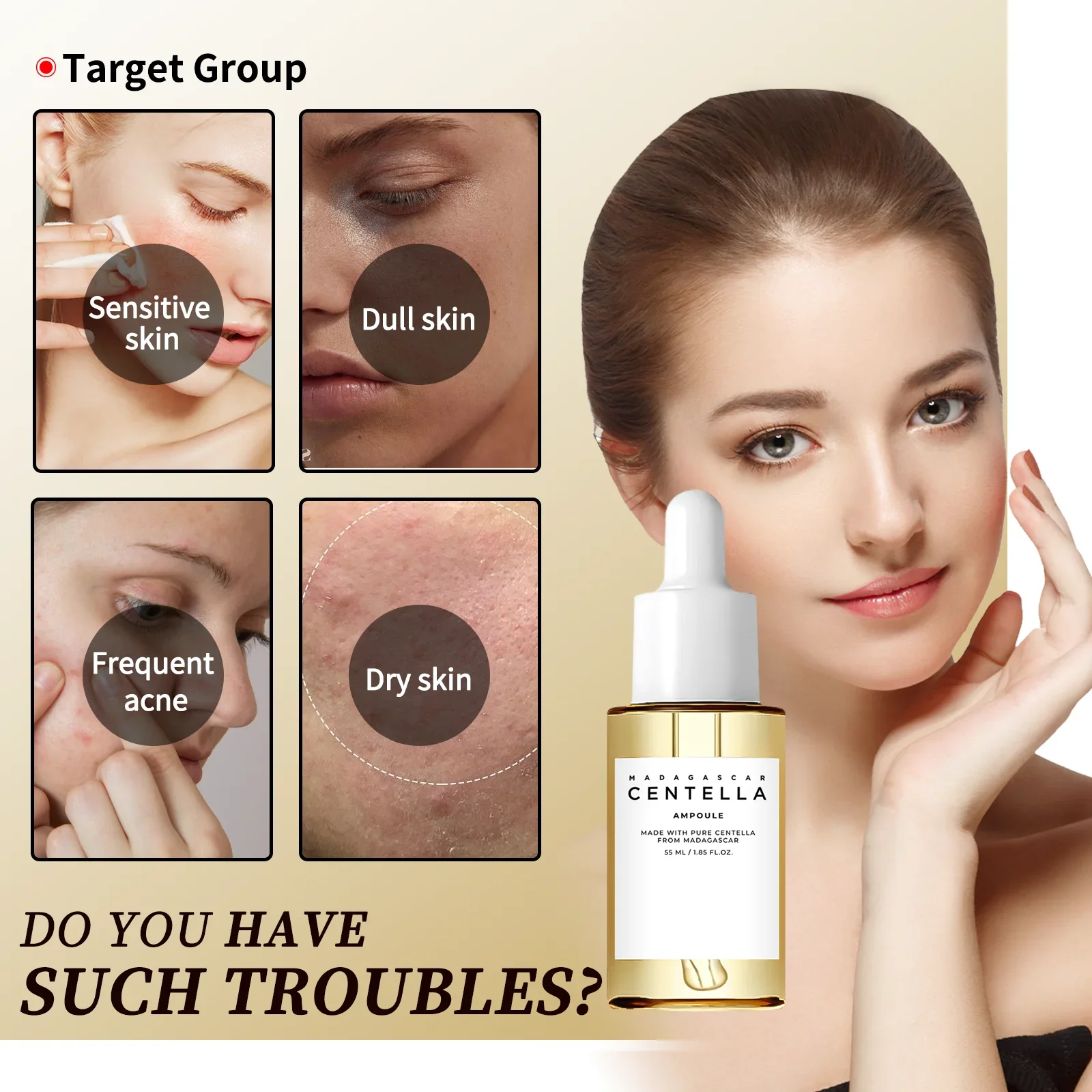 مصل مدغشقر كينتيللا اسياتيكا 55 مل - تركيبة مهدئة للبشرة الحساسة مع قتال حب الشباب، فوائد ترطيب عميقة للوجه