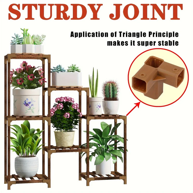 1pcs 7-tier Corner Flower Stands, Suitable For Indoor And Outdoor Use, Perfect For Living Rooms, Courtyards, And Gardens