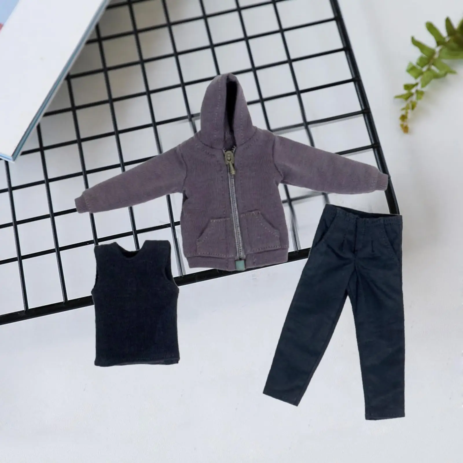 3Pcs 1/12 Scale Hoodie Vest Pants Costume for 6