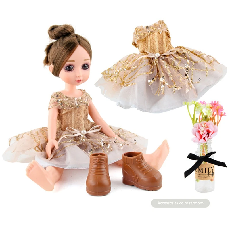 12 Inch 30CM 9 Movable Joints BJD Doll 1/6 Makeup Dress Up Cute Eyeball Dolls With Fashion Dress For Girls Toy