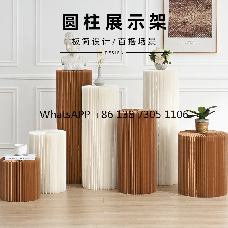 

Folding circle portable cylindrical display stand, exhibition display store decoration layout Nakajima display stand
