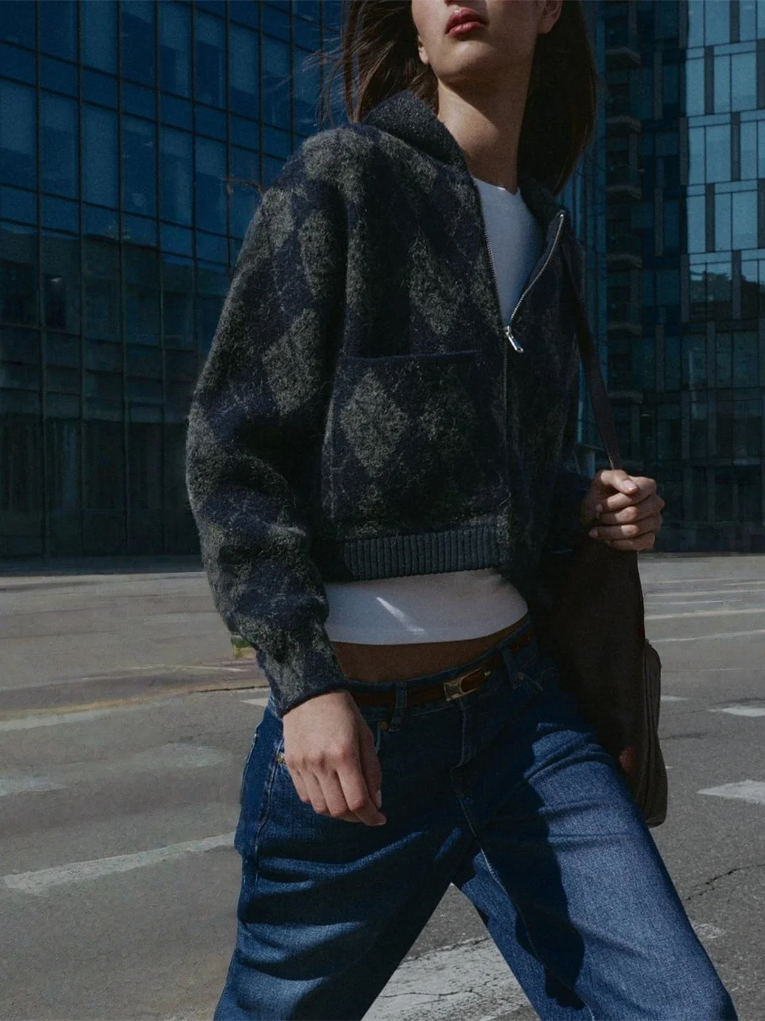 Faionable Commuter Diamond Pattern Zipper Knitted Pilot Jaet Oberbekleidung Neuankömmling Damen Herbst saisonales Produkt