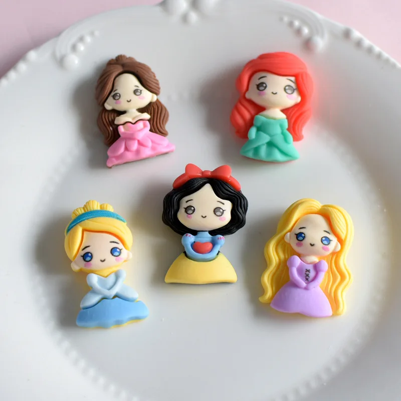 

Resin Cartoon Princess Flat Back Scrapbook Kawaii DIY Home Furnishing Embellishments Hairpin Phone Case Accessories