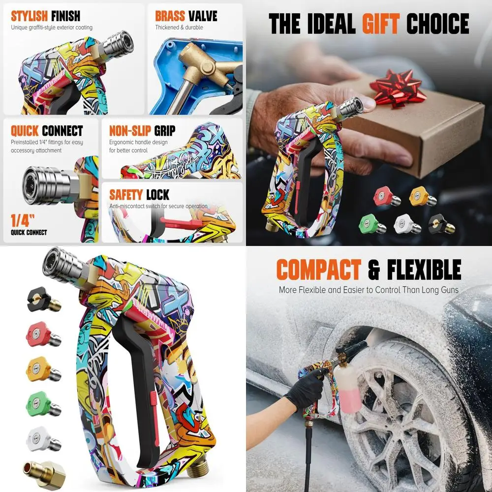 

Short Pressure Washer Gun, High Pressure Washer Gun 4000 PSI M22-14mm & 3/8" Connect Car Accessories Car Washing Gun Car Detaili