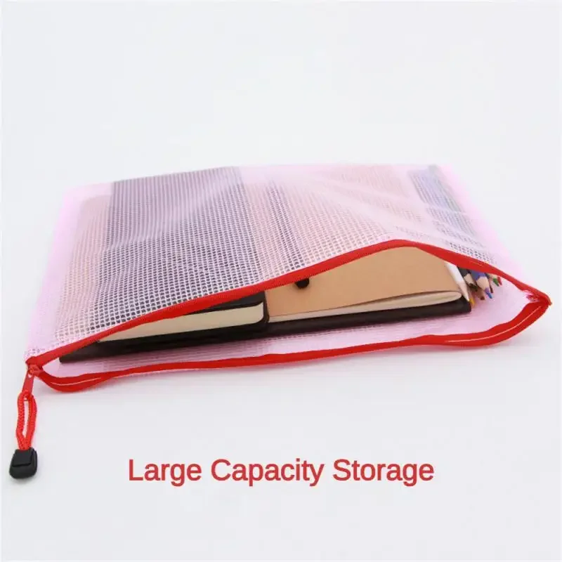 A3/A4/A5/B6 Mesh Zipper Pouch Document Bag Waterproof Zip File Folders School Office Supplies Pencil Case Cosmetic Makeup Bags