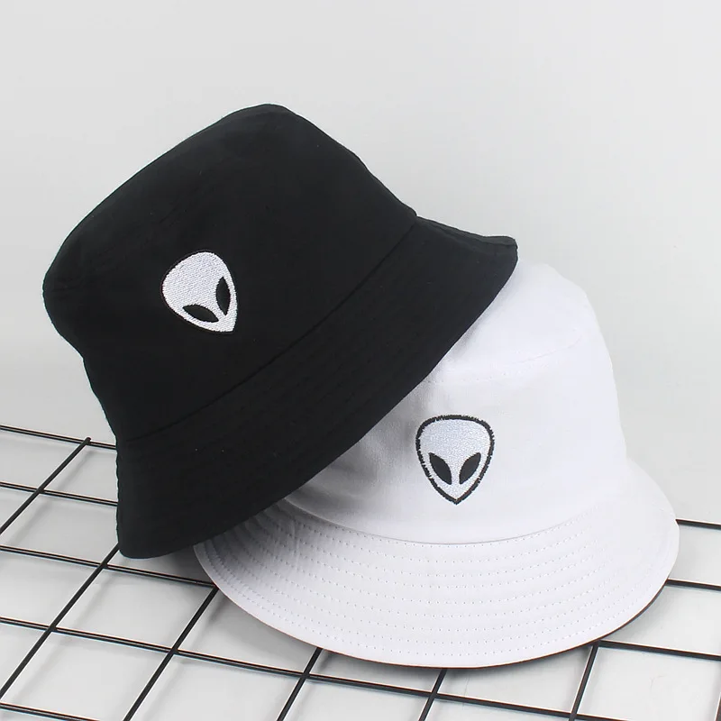 New Alien Foldable Bucket Hat Women Beach Sun Flat Hats Men Fisherman Outdoor Alien Hip Hop Caps Boonie Gift