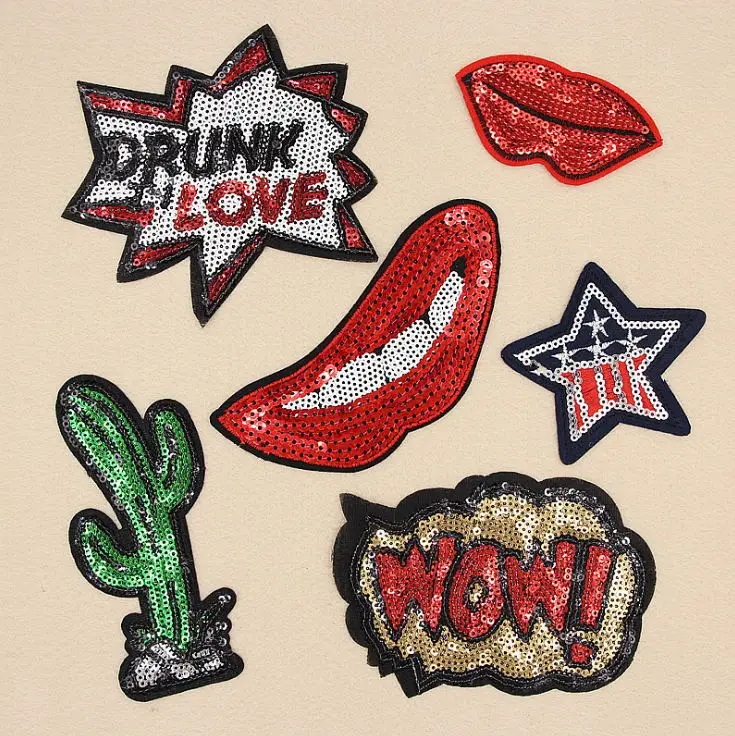 CPAM Shipping 10 pcs Fashion sequins embroidered Iron On Patches hat bag shoe decor garment repair Appliques accessory diy