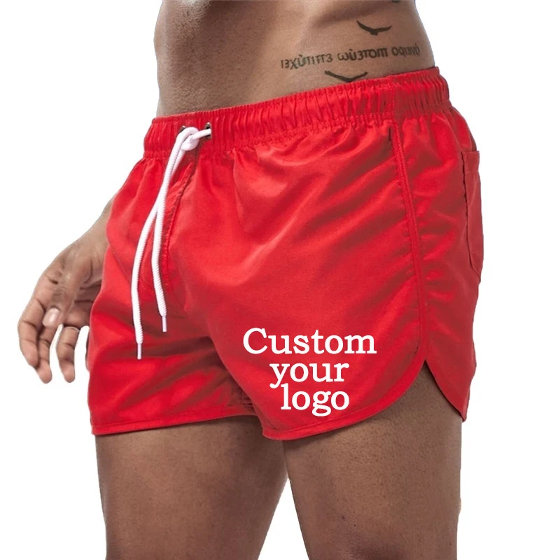 Shorts de natação secagem rápida para homens, estampa DIY, moda banho, maiô, troncos de banho, roupas de praia, boxer surf, personalizar seu logotipo