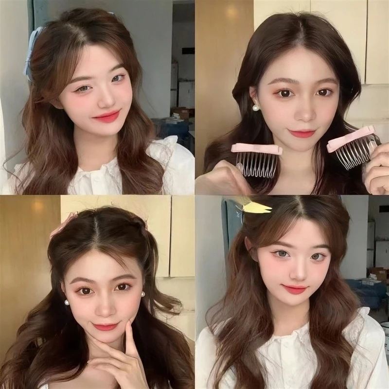 Sweet Princess Head Bow Bangs Comb Hair Side Clip Women Girls Broken Hair Organizing Artifact Korean Non-slip Hair Comb Clip New