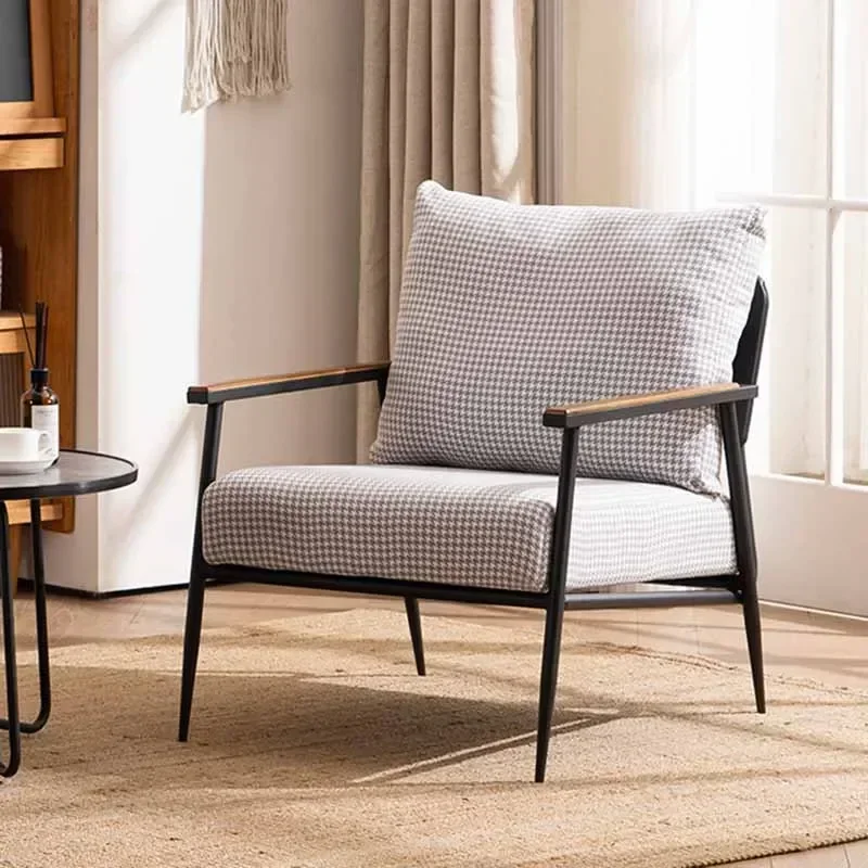 كرسي أريكة فردي بتصميم عصري فاخر على شكل عرش معدني للشرفة وغرفة المعيشة والمكتب والحديقة والأثاث البسيط #4