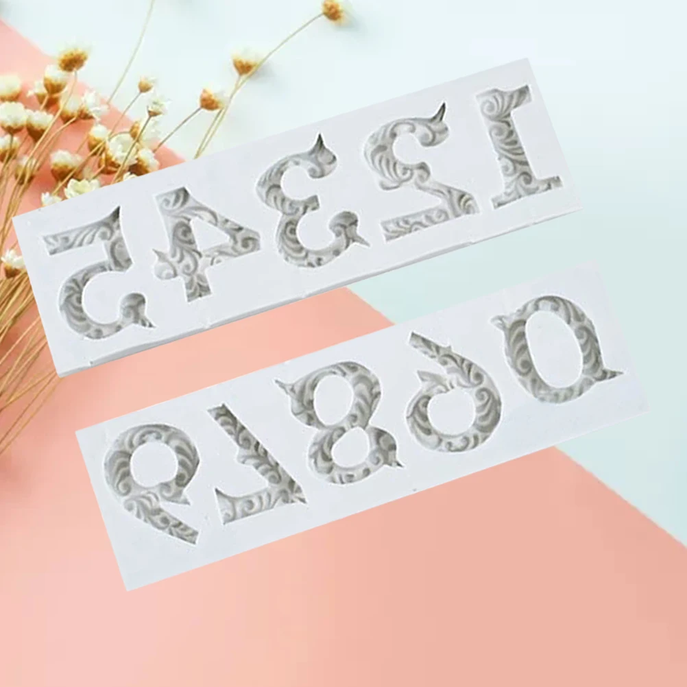 

1 Set 0-9 Embossed Numbers Silicone Baking Mold Chocolate Fondant Cake Tool Cupcake Dessert Ice Cube Jelly Mold White Non-Stick