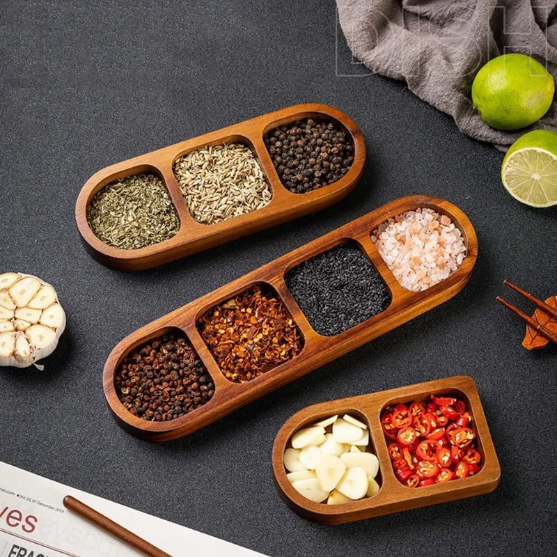 

3Pcs Solid Wood Divided Storage Trays, Compartment Wooden Organizer Plates, Kitchen Snack Fruit Desktop Jewelry Holder Case