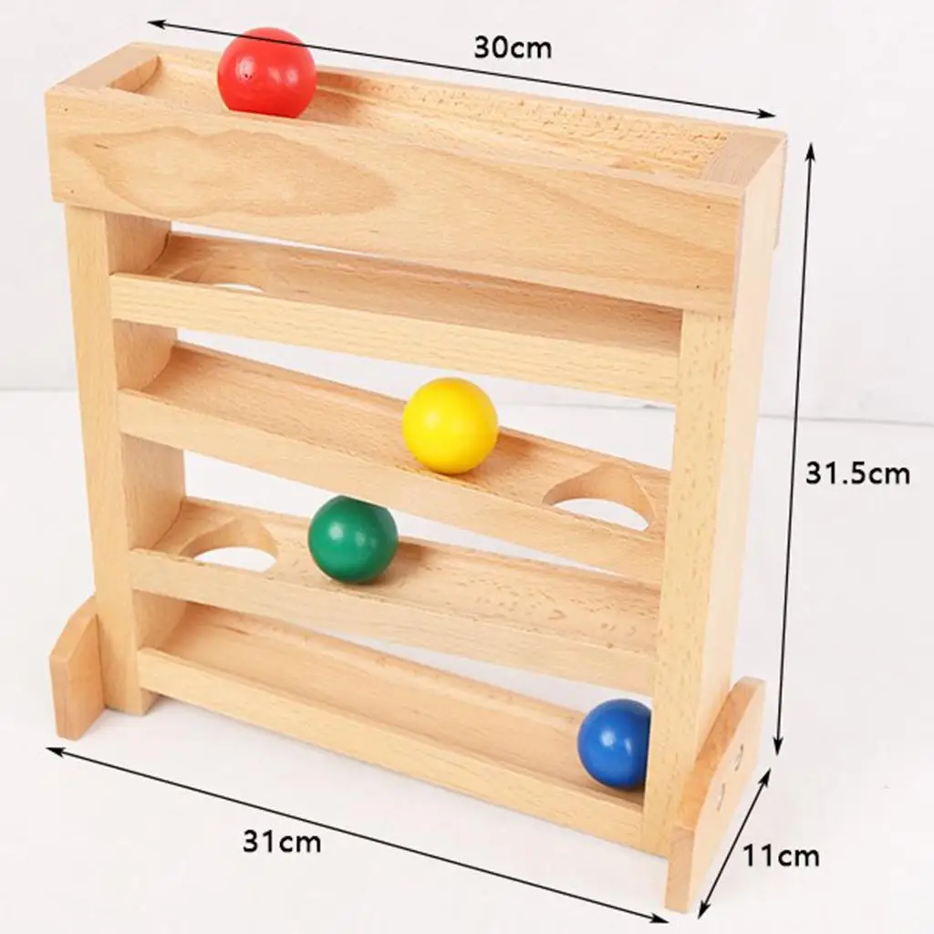 Rampa de bolas de madera Racer con mini laberinto de 4 bolas para niños pequeños, gran regalo