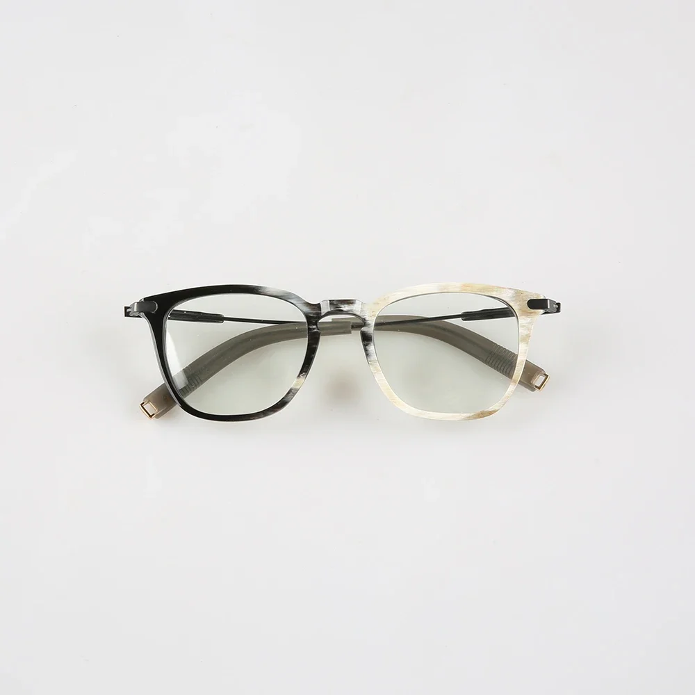 

Eyeglass Farmes Metal Silicone Temple Key Nose Big Large Unique Handmade Natural Horn Prescription Man Glasses Frames Eyewear