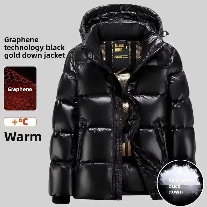 Зимняя мужская куртка с капюшоном, толстая куртка с капюшоном, графеновое хлопковое стеганое пальто, уличный стиль, теплая одежда, модный топ для мужчин
