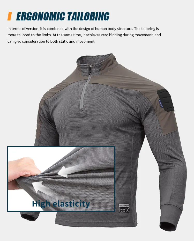 Emersongear Herren-Trainingsshirt, schnell trocknend, gestreckt, lange Ärmel, Outdoor-Abenteuer-T-Shirt, Jagd, Radfahren, Wandern – Detail 6