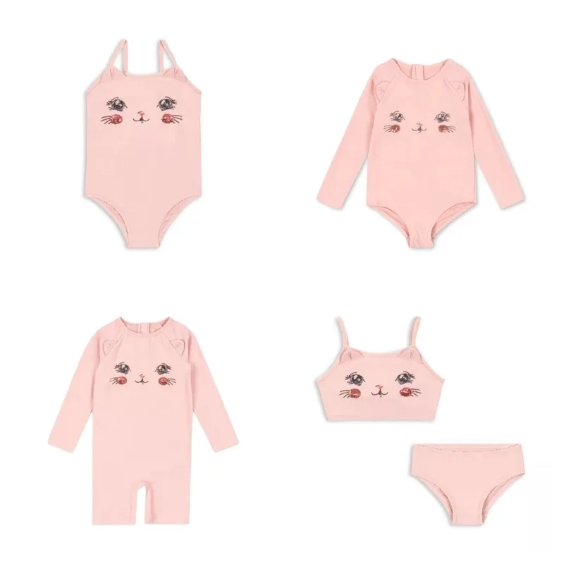 Girls Swimwear 2026 New Long Sleeve Swimsuits Cat Sequin One Piece Kids Swimwear Two Piece Swimsuit for Girls  Bathing Suit