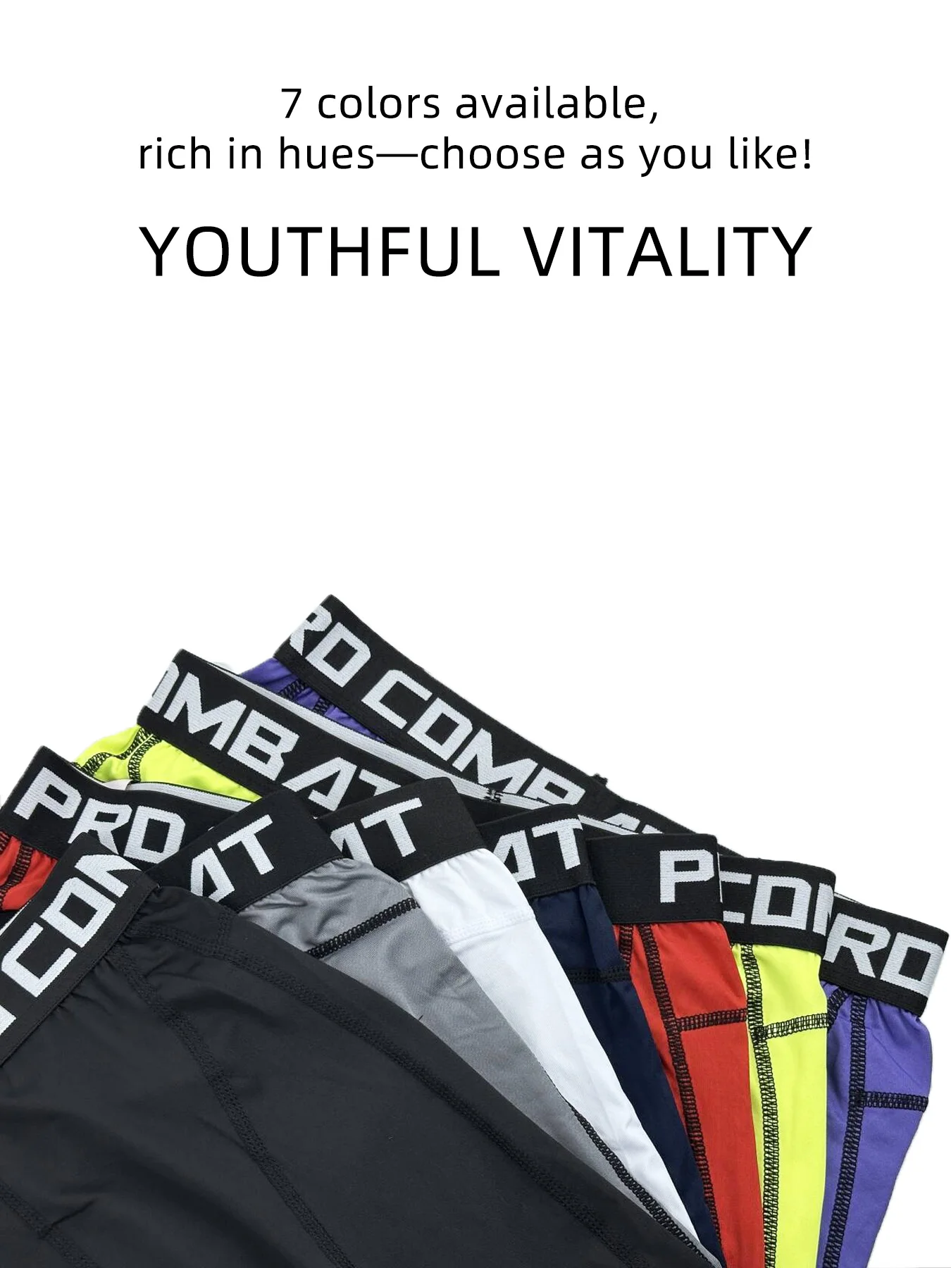 Choisissez 1 à partir de 7! Short de cyclisme, design « PRO COMBAT », tissu respirant + coupe ajustée, ombre tendance