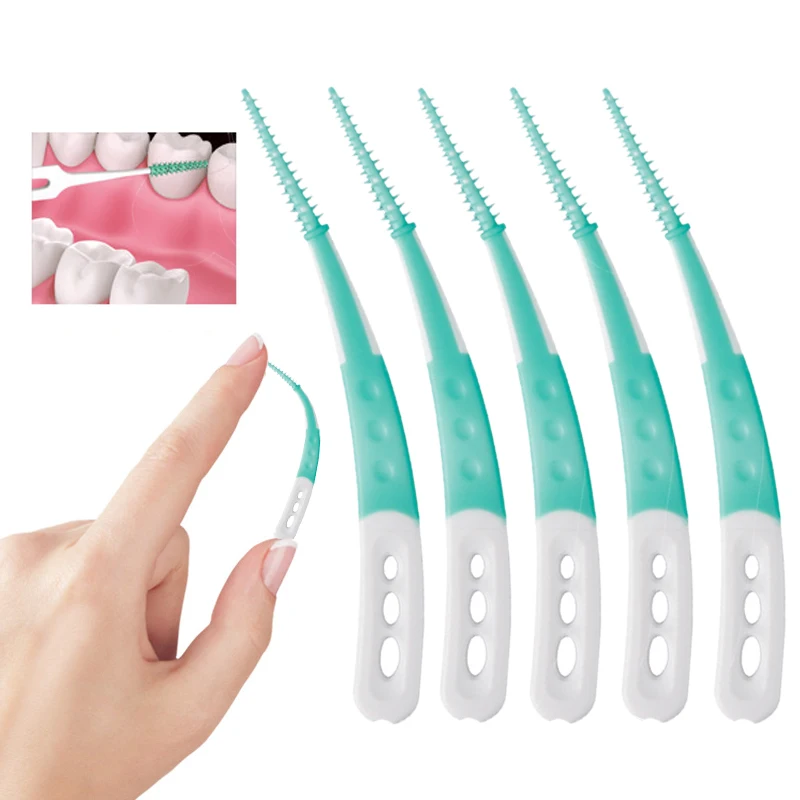 

12Pcs/Box Silicone Interdental Brushes, Silicone Toothpicks With Thread Oral Cleaning Tools Tooth Brush