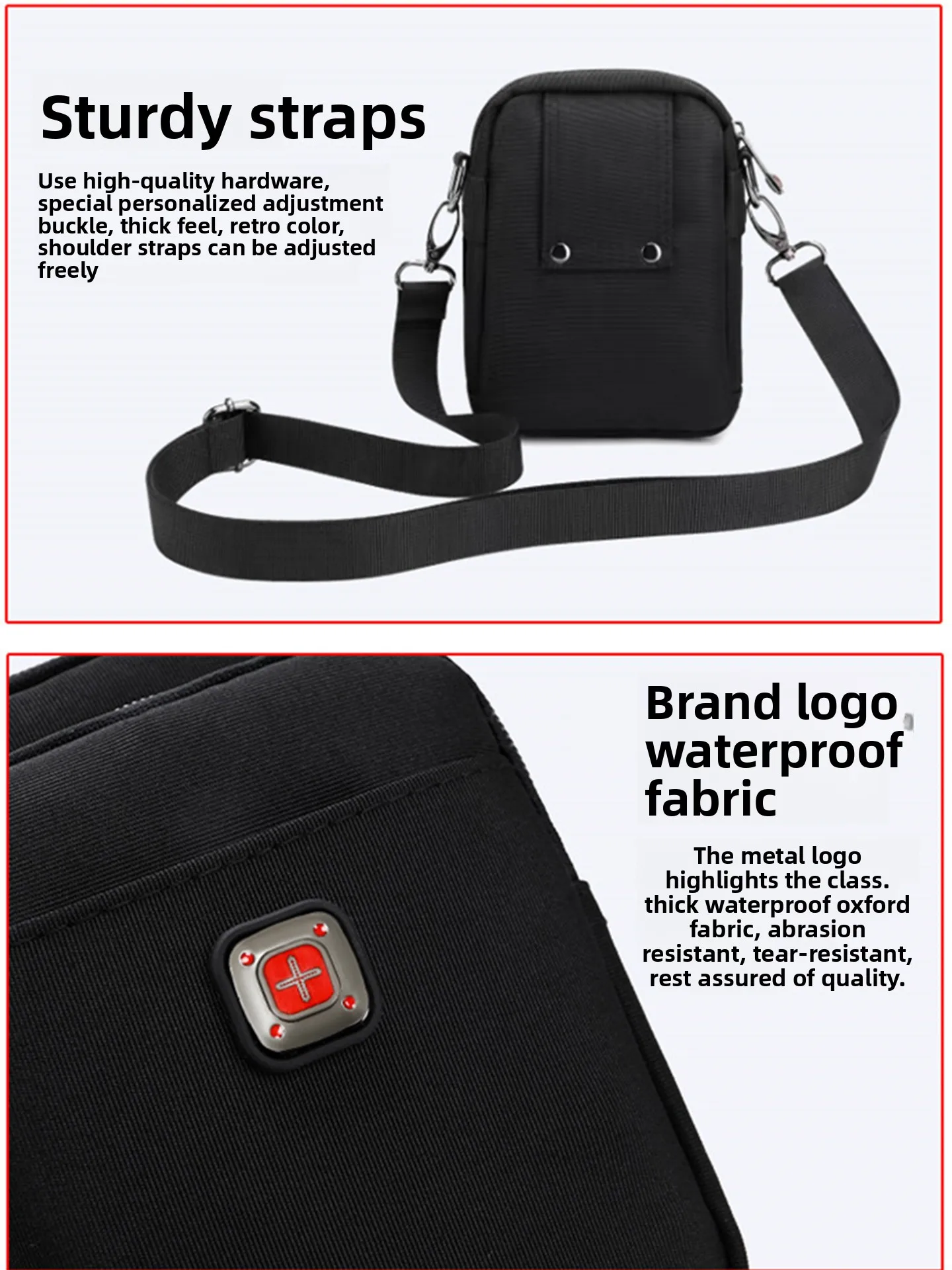 New Arrival Men's Crossbody Bag Messenger Waterproof Purse Oxford Zipper Shoulder Bags For Male Black Versatile Style S/M/L/XL