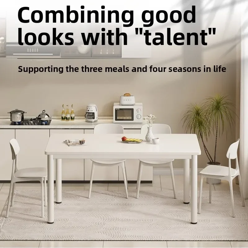 Durable Dining table Rectangle dining table Four people Cream wind table Internet celebrity restaurant table and chairs