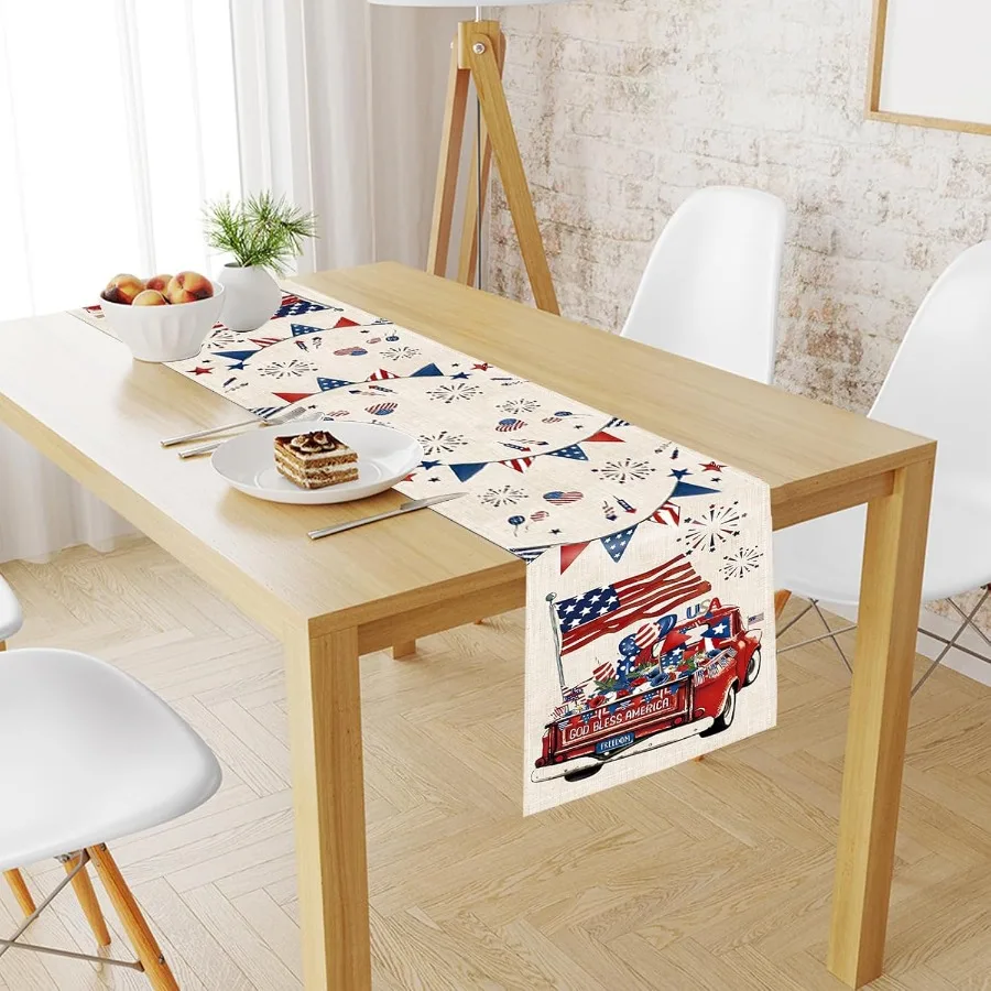 من يوليو الجدول عداء tions 13x48 Ihes أمريكا الوطنية يوم الذكرى تشغيل أمريكا العلم يوم الاستقلال داخلي في الهواء الطلق طقم المنزل #6