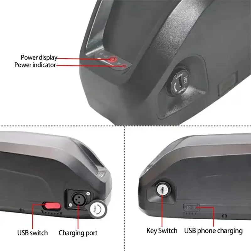 NEW 48V20Ah 36V20Ah 52V20Ah ebike Battery Hailong battery with USB built-in BMS 350W-1000W 10S 13S 14S 18650 battery baterias