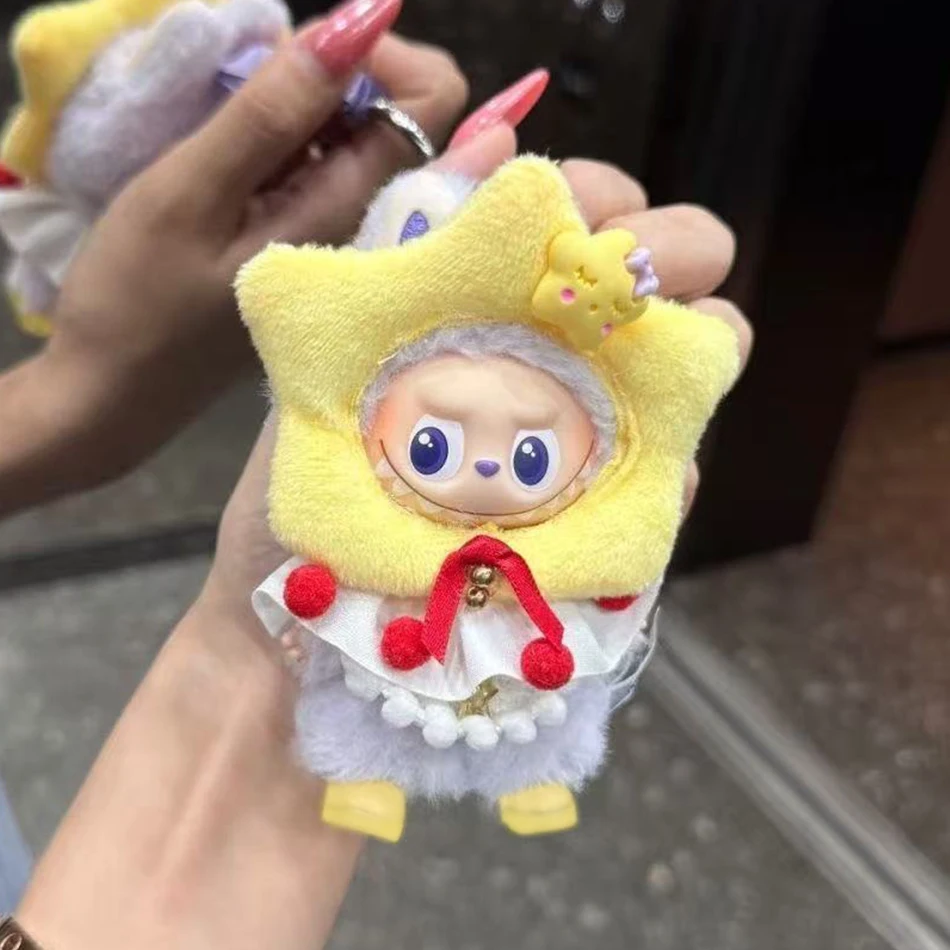 Mini Stern Weihnachtsbaum Kopfbedeckung Kleidung für 10CM Labubu The Monsters Pin für Liebe Serie für Labubu V4 Puppe Tuch Zubehör