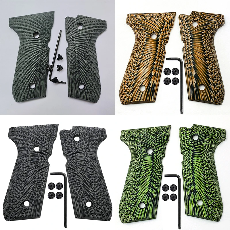 Apertos Beretta 92fs Apertos Tamanho Completo 92 fs m9 92a196a192 Inox Pistola Apertos Parafusos Incluídos Sunburst Textura Escalas Remendo Par G10
