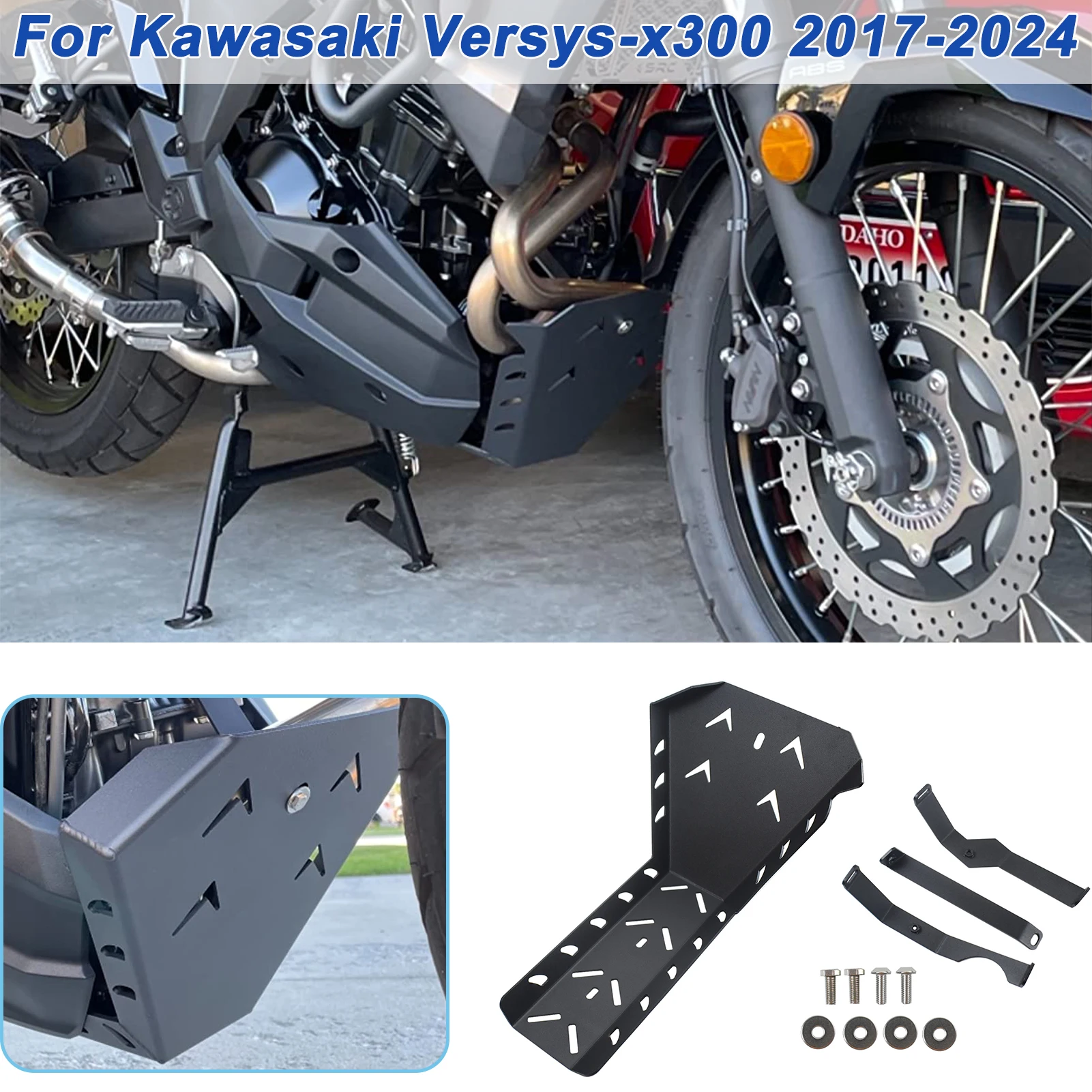 

For Versys X300 Engine Skid Plate For Kawasaki Versys-X 300 2017-2024 Versys-X300 Motorcycle Chassis Protection Cover Belly Pan