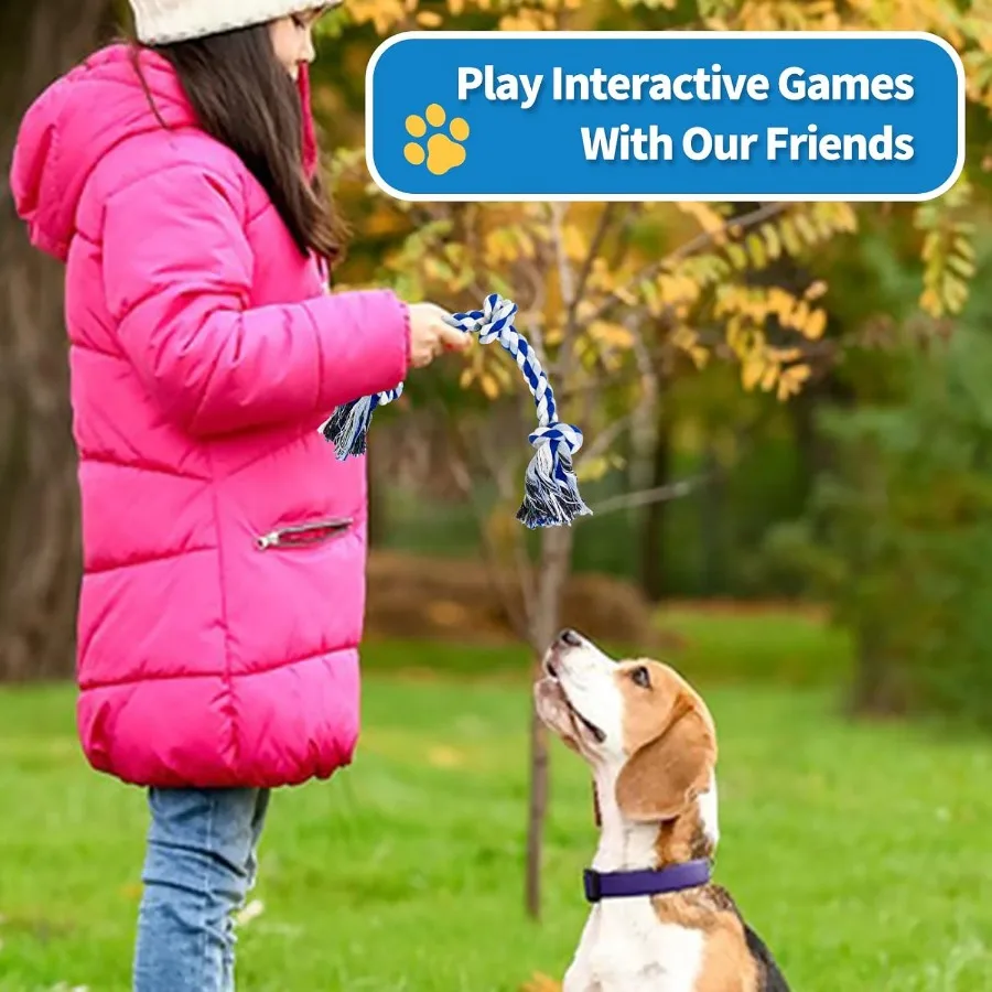 [Confezione da 2] Giocattoli in corda per cani Giocattolo da masticare per cani di taglia media e piccola 3 nodi Giocattolo in corda per cuccioli resistente 100% cotone Giocattoli per cani da rimorchiatore di guerra