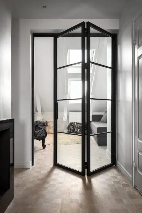 

Narrow Frame Indoor Manual Folding Door Single Layer Glass Panoramic Heat Insulation Bifold Doors Save Space Foldable Doors