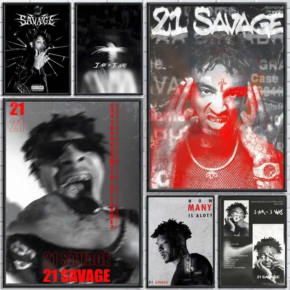 Rapper 21 Savage Poster Poster Wall Sticker Waterproof Self Adhesive HD Art  Bedroom Bar Decor