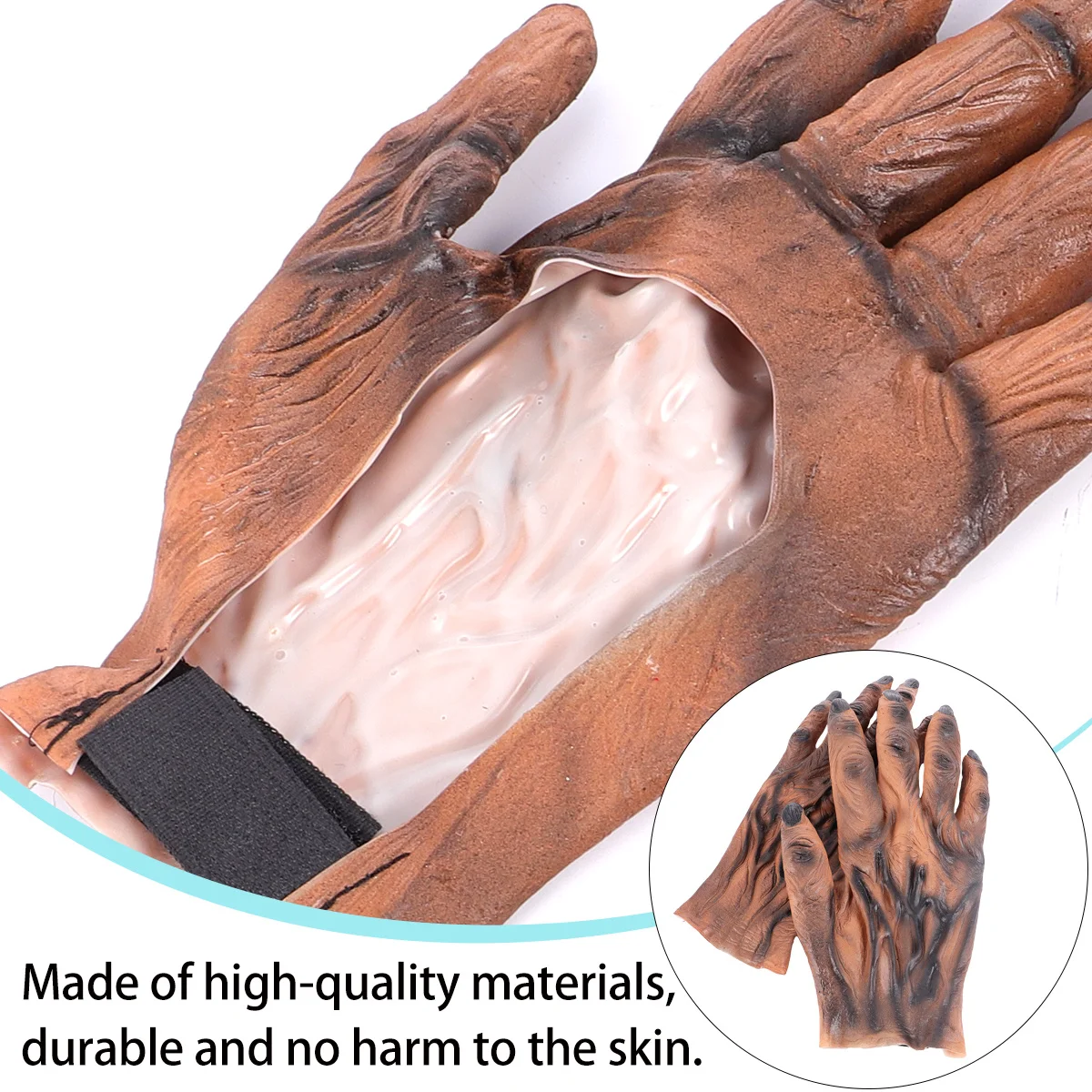 1 زوج قفازات بالذئب البني دائم قابلة لإعادة الاستخدام هالوين زي الدعائم مخيف الديكور للحزب حفلة تنكرية مسكون