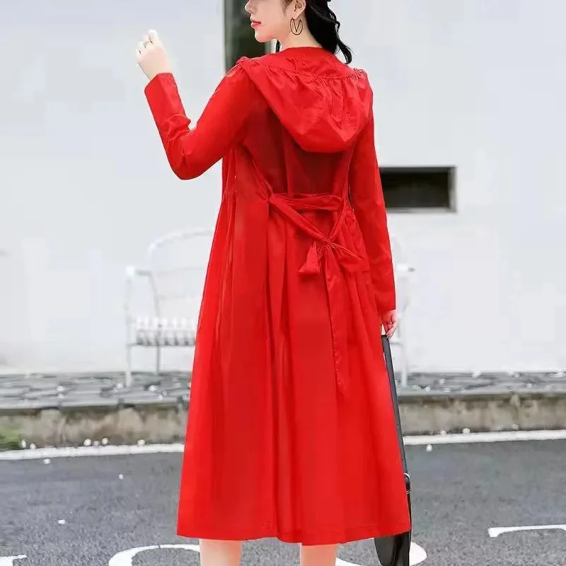 Female  Sun Protection Clothing 2022 New Xia Chaoxian Long Fashion Ice Silk Breathable Women\'s Thin Windbreaker Coat
