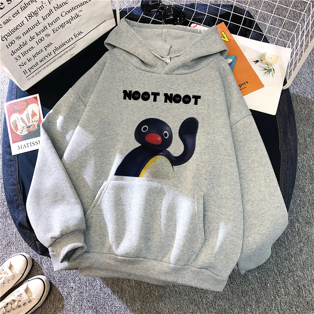 Pingu hoodies women anime Korean style Fleece y2k aesthetic sweater hoddies women gothic sweater