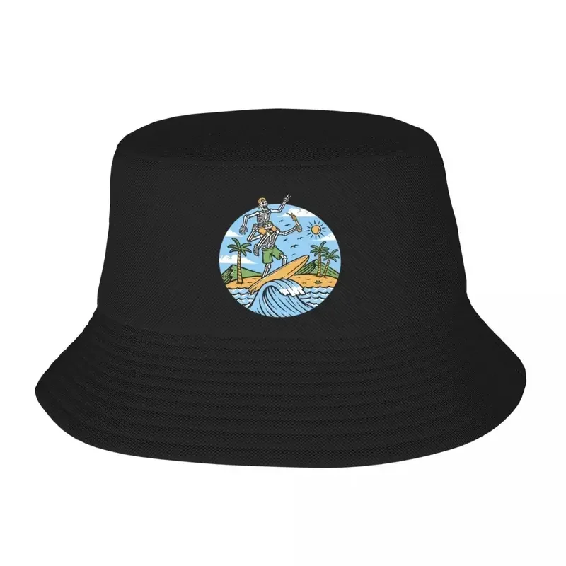 Custom summer skull surfer bucket hat for men women printed Beach surfing summer beach sun fishing cap