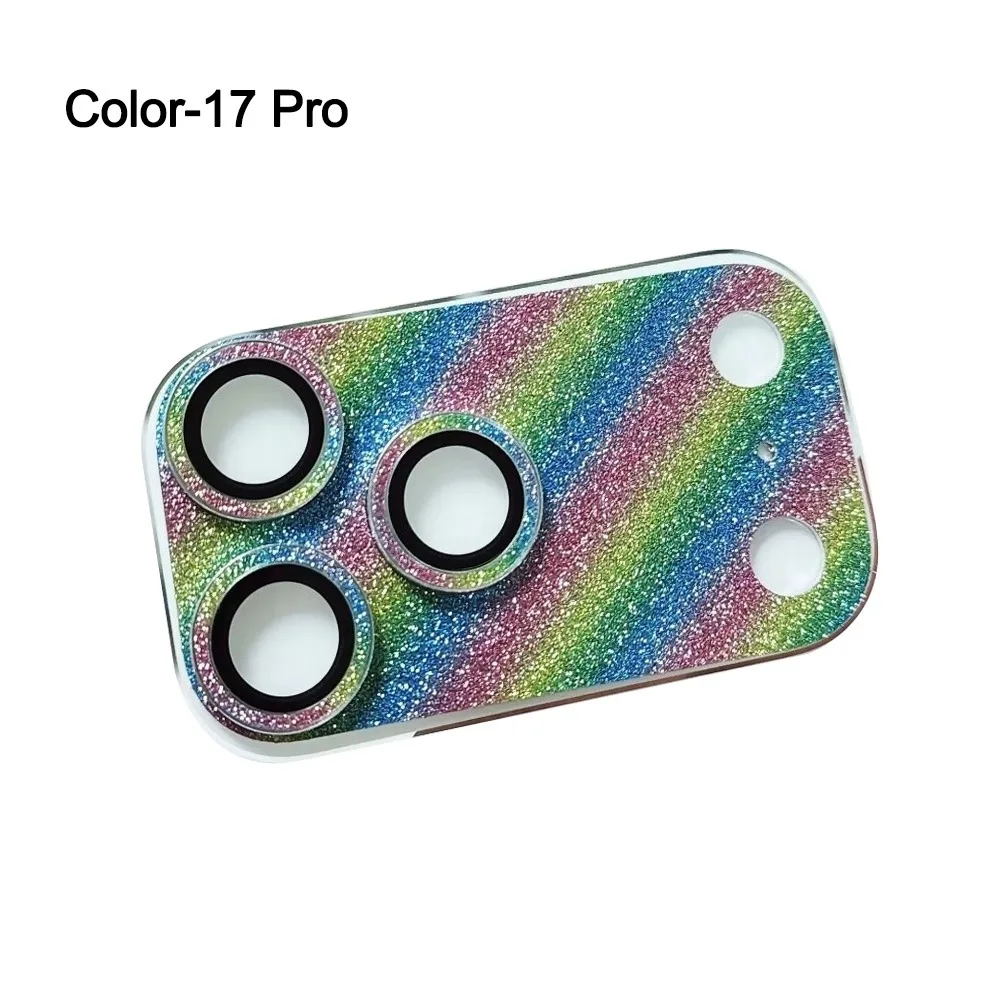 Bling Full Glitter Lens Protector Metal Tempered Glass Full Cover Camera Lens Cover Anti Scratch for iPhone 17Pro/17 Pro Max
