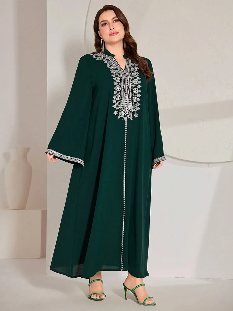 

Morocco Embroidery Abaya Muslim Women Long Dress Dubai Kaftan Islam Clothing Turkey Eid Ramadan Loose Caftan Marocain Femme Robe