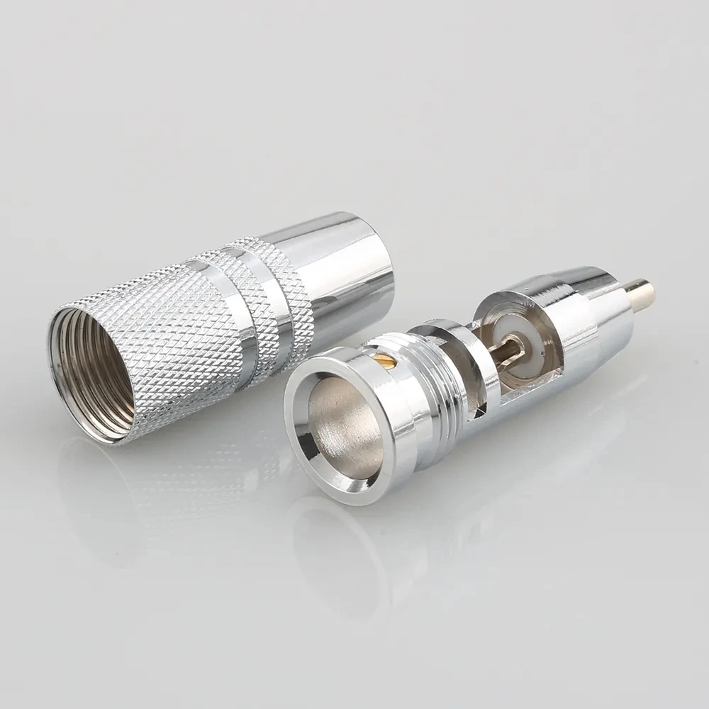 Audiocrast OR11R 4 قطعة مطلي بالروديوم سدادة RCA 8 مللي متر كابل الصوت فونو النحاس موصل HiFi